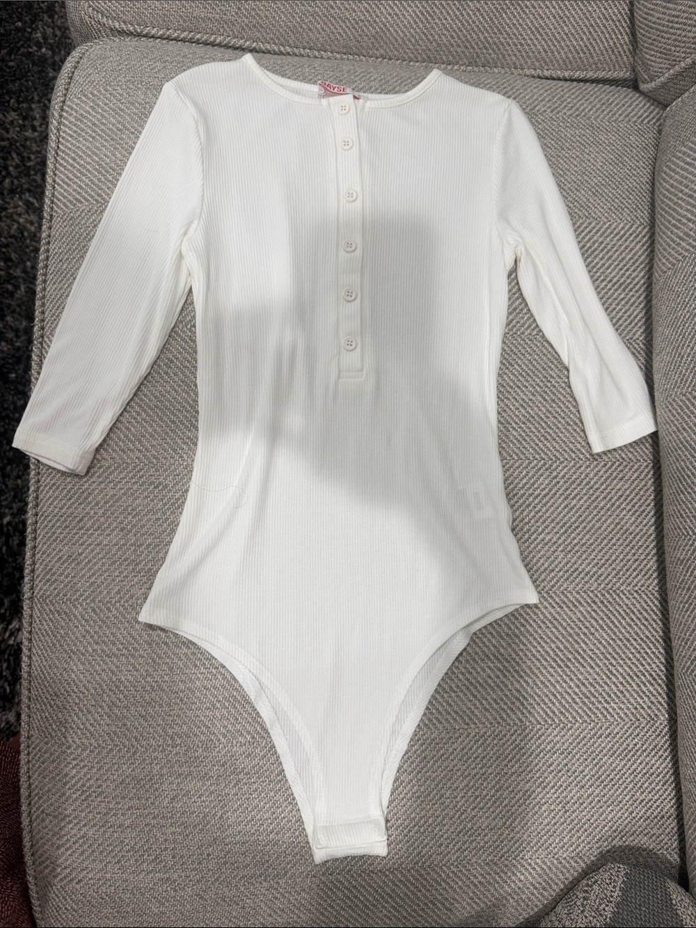 Bayse White Ribbed One-Piece Bodysuit